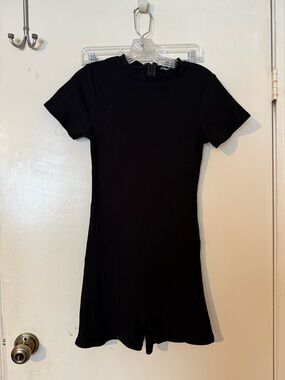 Fashion Nova Black Short-Sleeve Ribbed Malia Snatched Romper
